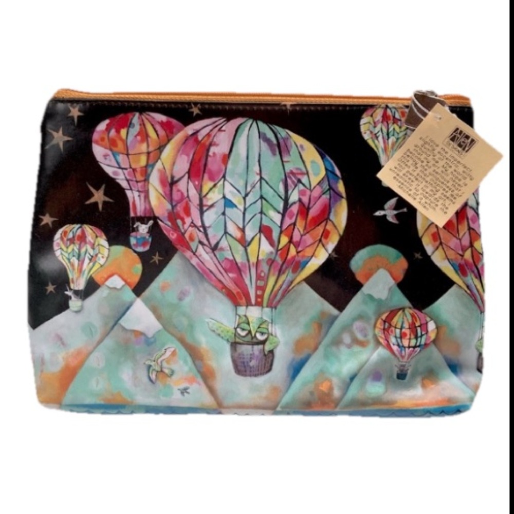 AIR BALLOONS with Animals Makeup Cosmetic Bag with Zipper Lined 7.5 x 5.1 inches